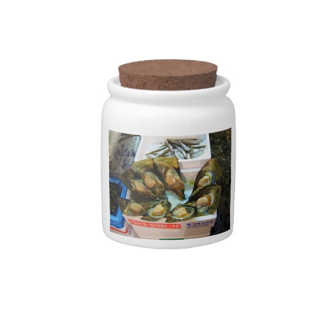 Giant Mussels Tsukiji Fish Market, Tokyo, Japan Candy Jar (Front)