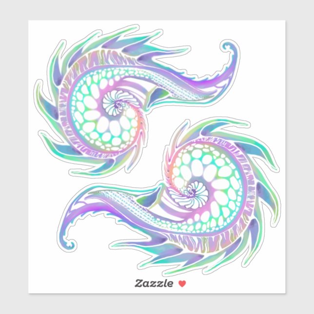 GIANT Neon Seashells Sticker (Sheet)