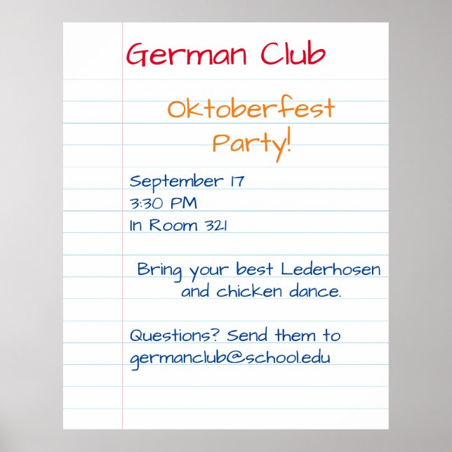 Giant Note Paper Colored Announcement Memo Poster (Front)