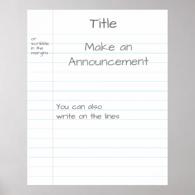 Giant Note Paper Customized Visual Aid Memo Poster | Zazzle