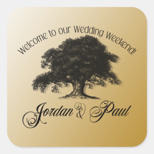 Giant Oak on Gold Sticker (Front)