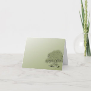 Giant Oak on Green Field Note Card