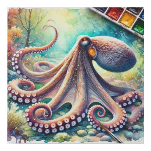 Giant Octopus 290624AREF109 _ Watercolor Faux Canvas Print