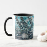 Giant Octopus Blue Sea Monster Sailboat Mug