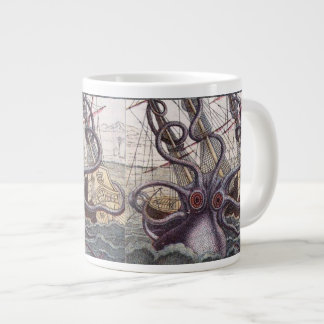 Giant Octopus & Capsizing Boat Bone China Large Coffee Mug
