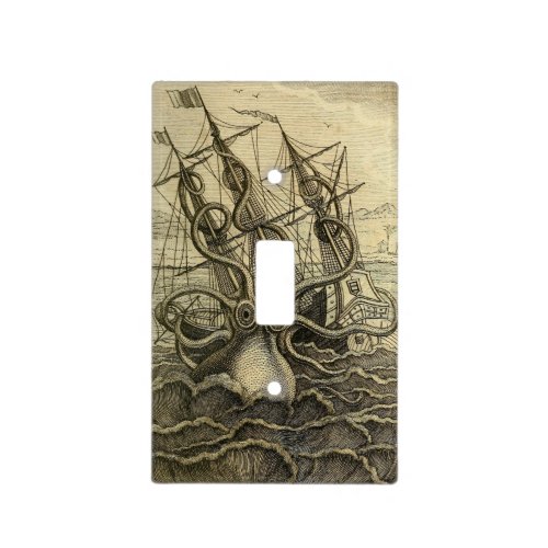 Giant Octopus Vintage 1801 Etching Light Switch Cover