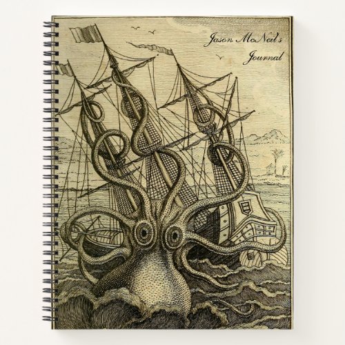 Giant Octopus Vintage 1801 Etching Notebook