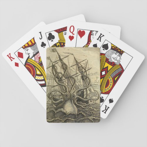 Giant Octopus Vintage 1801 Etching Poker Cards