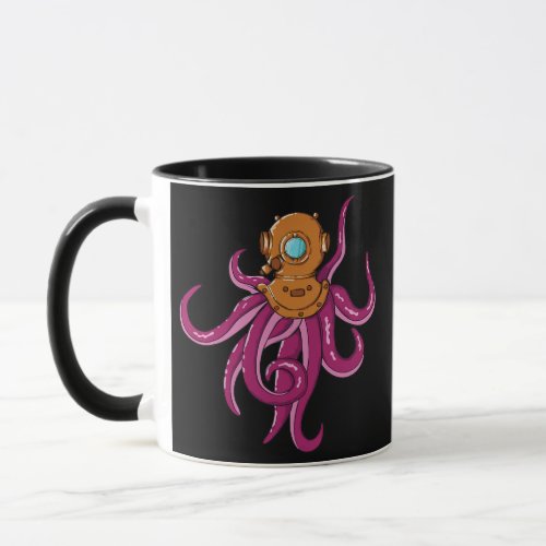 Giant Octopus with diving Helmet  Mug