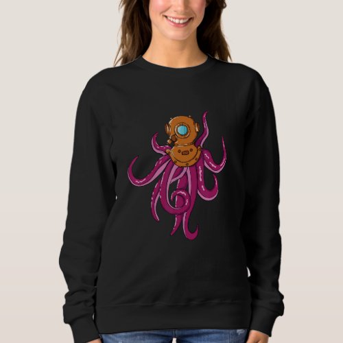 Giant Octopus With Diving Helmet Sweatshirt