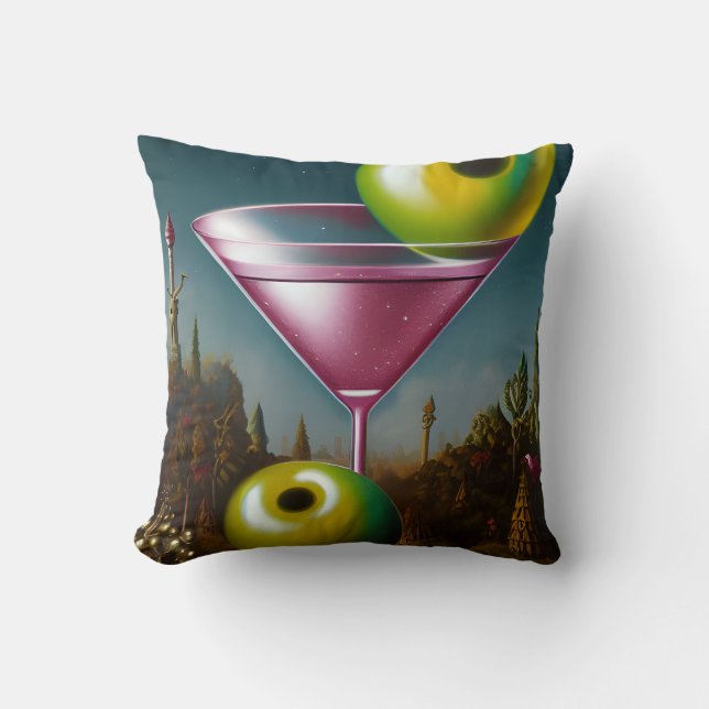 Giant Olives Pink Martini Throw Pillow (Front)
