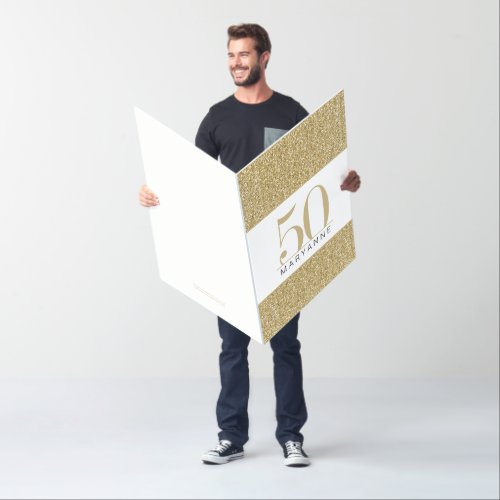 Giant Oversized Birthday Card Gold Glitter Any Age