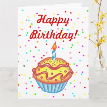 Giant Oversized Cupcake Happy Birthday Card by suncookiez at Zazzle