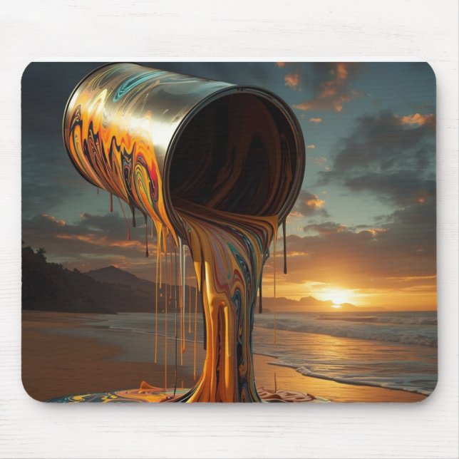 Giant Paintcan Pours Paint Onto Sunset Beach Mouse Pad (Front)