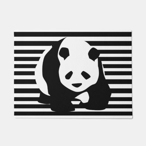 Giant Panda and Black and White Stripes Doormat