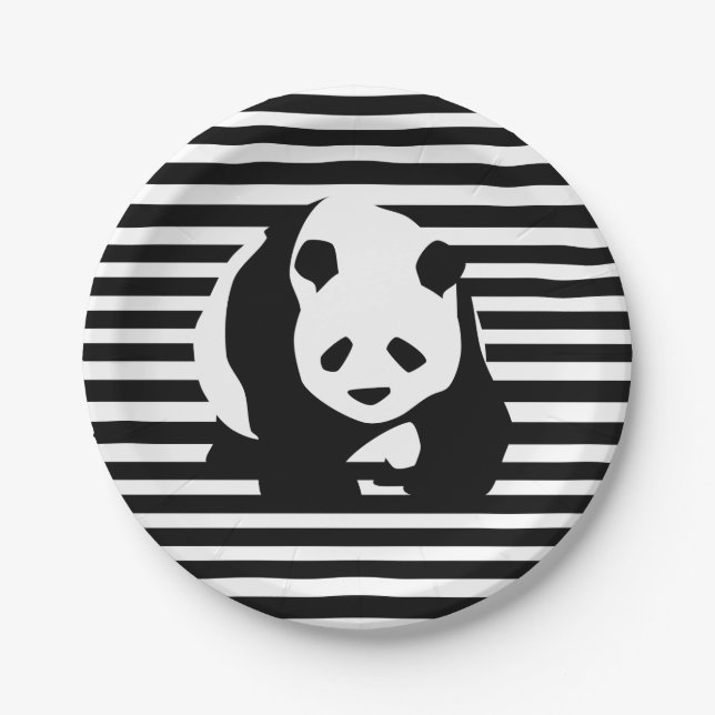 Giant Panda and Stripes Paper Plates (Front)