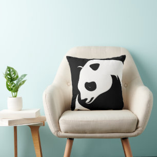 Giant Panda Art Black Throw Pillow