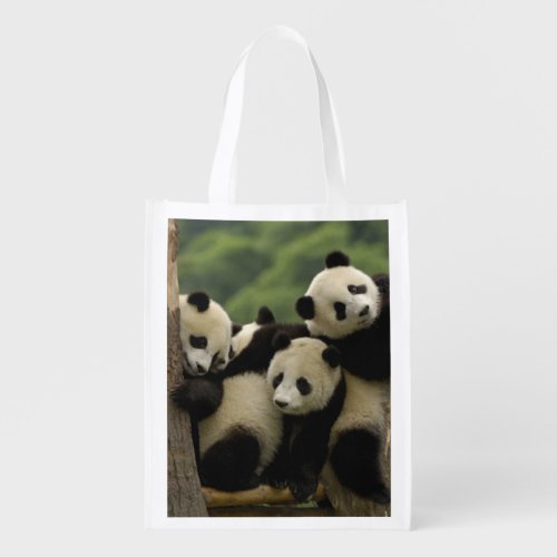 Giant panda babies Ailuropoda melanoleuca 4 Grocery Bag