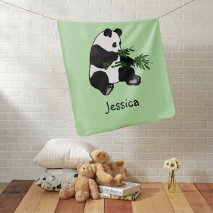 Giant Panda Baby Name Green Baby Blanket
