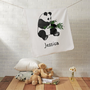 Giant Panda Baby Name White Baby Blanket