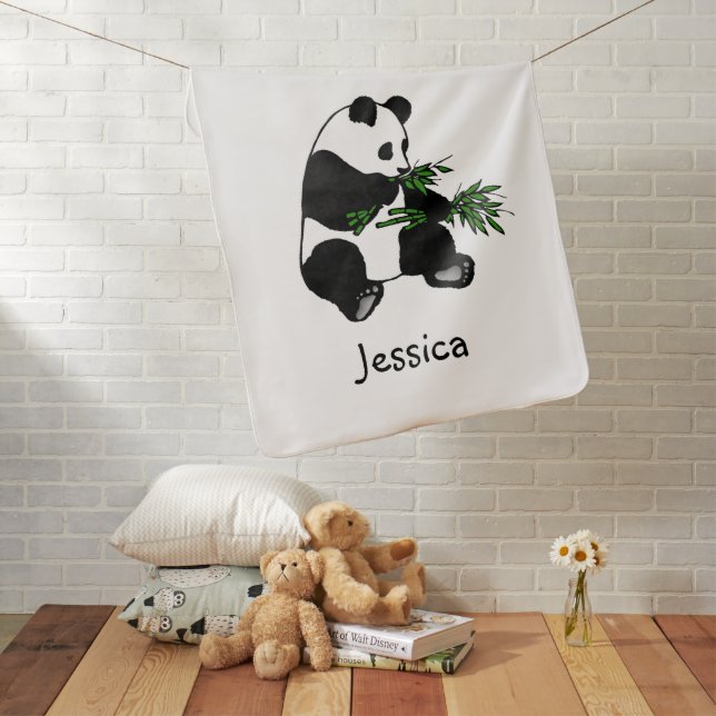 Giant Panda Baby Name White Blanket (In Situ)