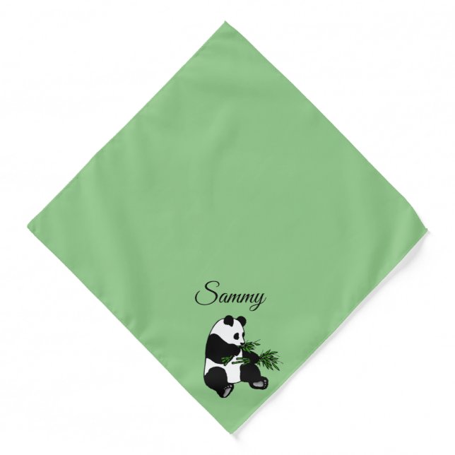 Giant Panda Bandana Green w Name (Front)