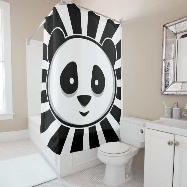 Giant Panda Bear - Adorable black white panda Shower Curtain (In Situ)