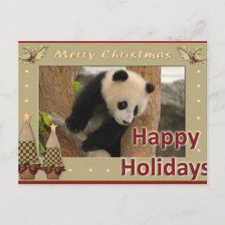 Giant Panda Bear & Baby Panda Christmas Card