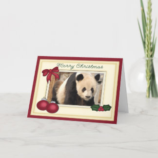Giant Panda Bear & Baby Panda Christmas Card