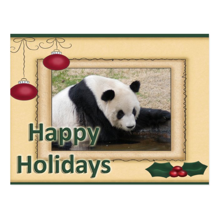 Giant Panda Bear Christmas Postcard