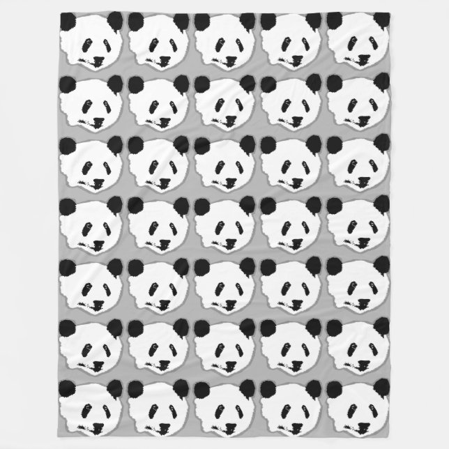 Giant Panda Bear Face Fleece Blanket (Front)