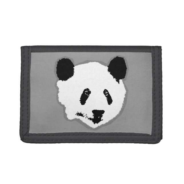 Giant Panda Bear Face Tri-fold Wallet (Front)