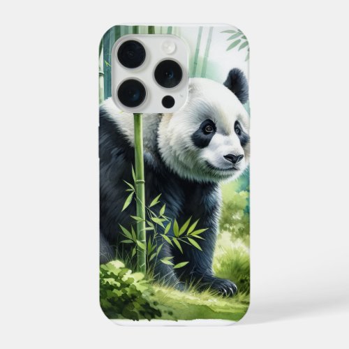 Giant Panda Bear in Watercolor REF94 _ Watercolor iPhone 15 Pro Case