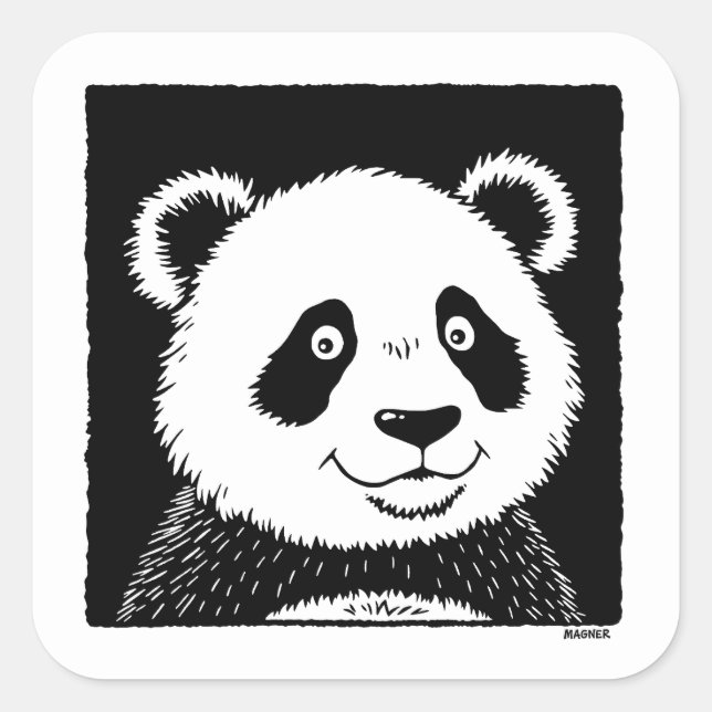 Giant Panda Bear Square Sticker (Front)