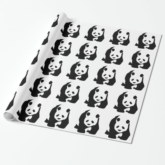 Giant Panda Bear Wrapping Paper (Unrolled)