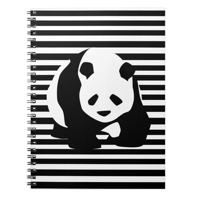 Giant Panda Black and White Striped Notebook (Front)