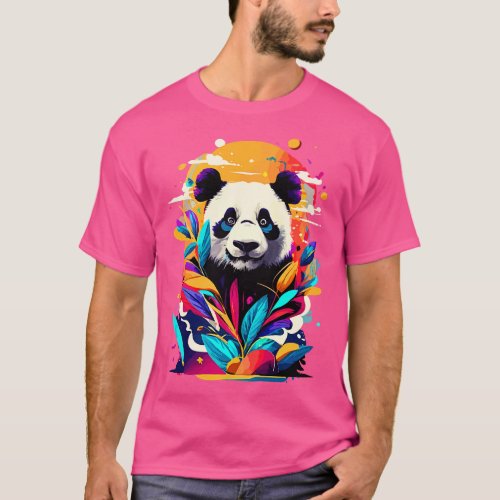 Giant Panda Colourful Cute Panda Bear Bamboo T_Shirt