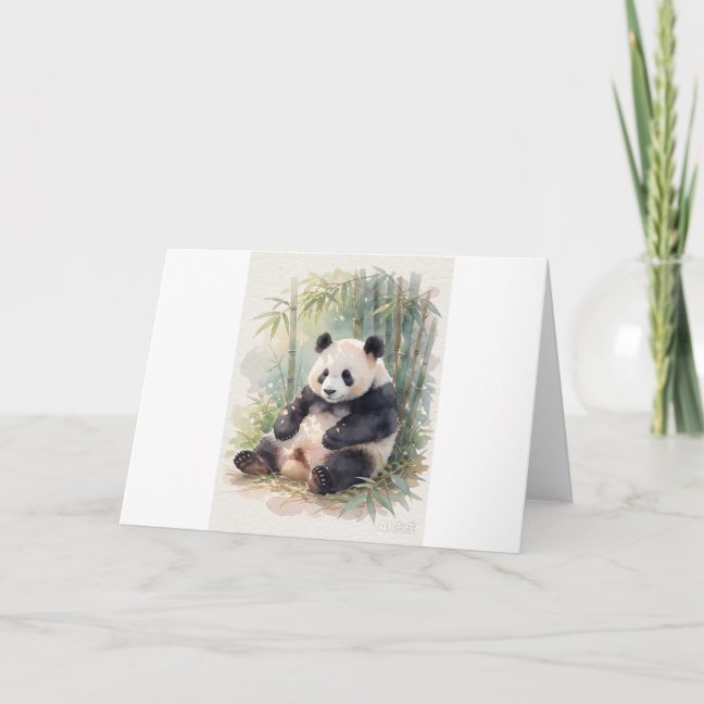 Giant Panda Dozing In The Bamboo Grove Shade Greet Card