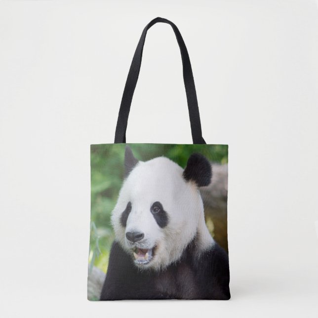 Giant Panda Eating Bamboo Tote Bag (Front)