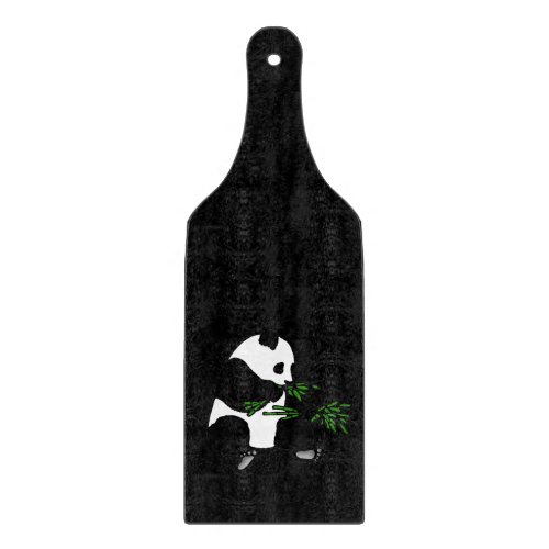 Giant Panda Eats Bamboo Black Cutting Board