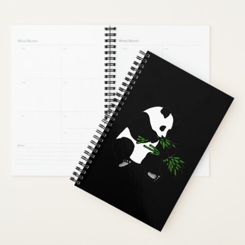 Giant Panda Eats Bamboo Black Planner