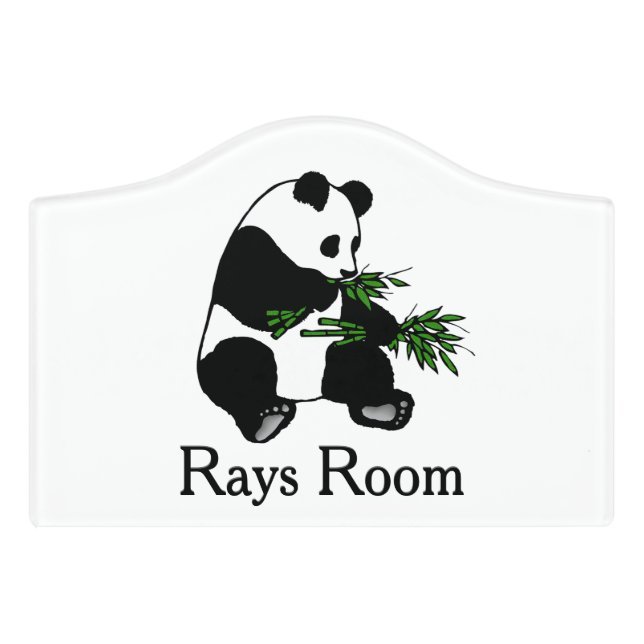 Giant Panda Eats Bamboo Door Sign (Small Crest Front)