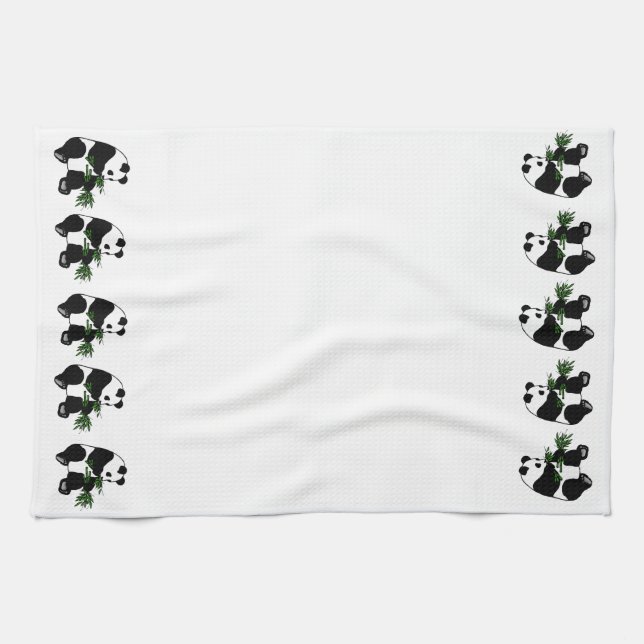 Giant Panda Eats Bamboo Kitchen Towel (Horizontal)