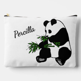 Giant Panda Eats Bamboo Name Accessory Pouch