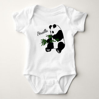 Giant Panda Eats Bamboo Name Baby Bodysuit