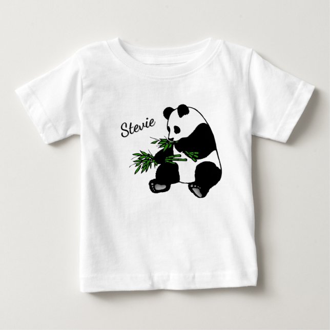 Giant Panda Eats Bamboo Name   Baby T-Shirt (Front)