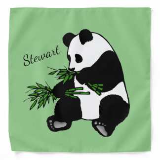 Giant Panda Eats Bamboo Name Bandana
