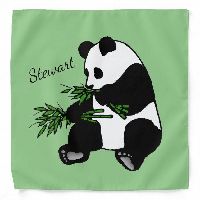 Giant Panda Eats Bamboo Name Bandana (Front)