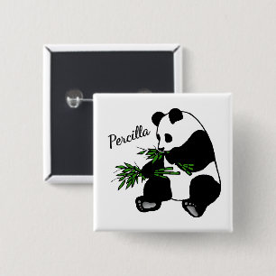 Giant Panda Eats Bamboo Name Button