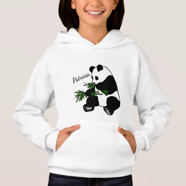 Giant Panda Eats Bamboo Name   Hoodie (Front)